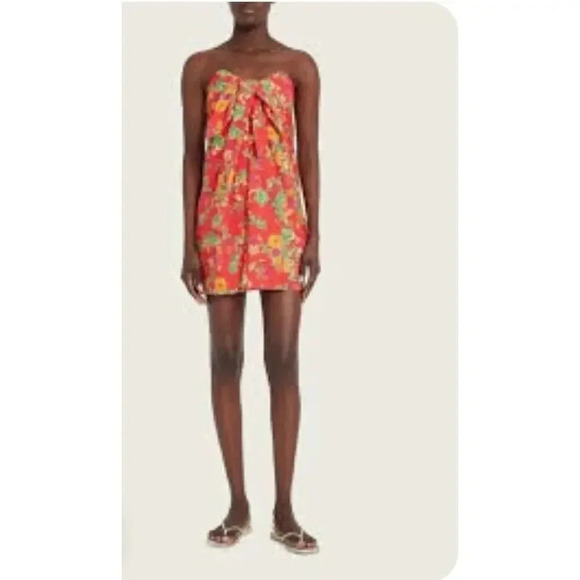 $420 Caroline Constas Kaia Strapless Bustier Mini Dress Red Radiant Flor… - Picture 7 of 16